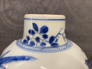 A Chinese blue and white five-piece garniture, Kangxi